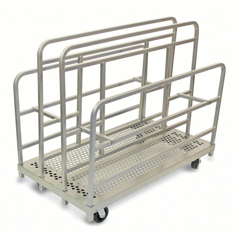 Multiheight Vertical Panel Truck with Adjustable Rails - 3,200 lb Load Capacity - Adjustable Uprights, Multiple Casters