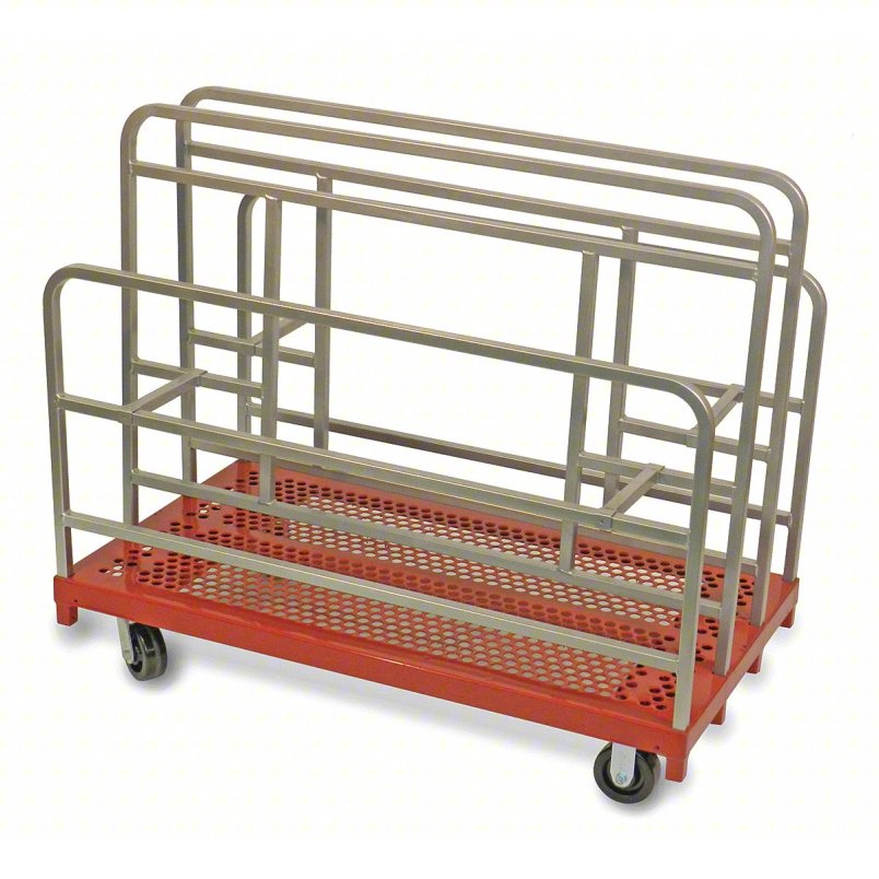 Multiheight Vertical Panel Truck with Adjustable Rails - 3,200 lb Load Capacity - Adjustable Uprights, Multiple Casters